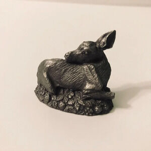 1981  Jane Lunger Pewter The Fawn Franklin Mint Woodland Animal Mini Figurine